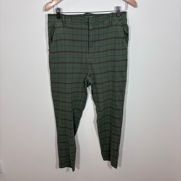 Sundance Pants - Sundance Green Plaid Cropped Linen Blend Pants NEW with tags NWT Size 10
